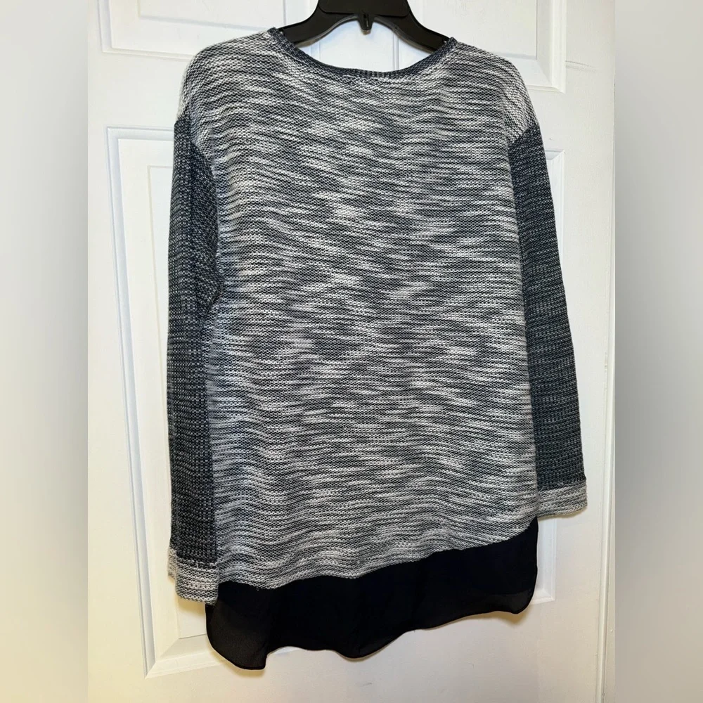 Two By Vince Camuto 2 In 1 Sweater Navy Silver & White Tweed Medium Preppy